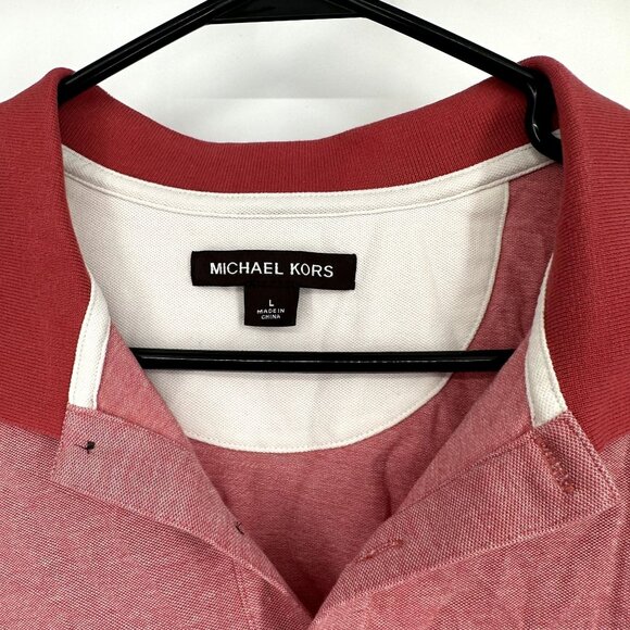 Michael Kors Shirt Men's Size L Polo‎ Red Short Sleeve - Picture 3 of 6